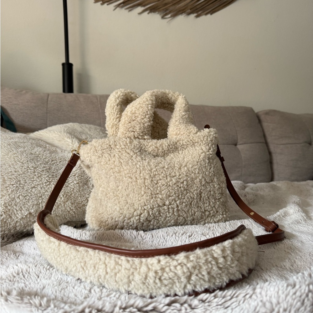Aspen Cozy Cream Shearling Tote Bag